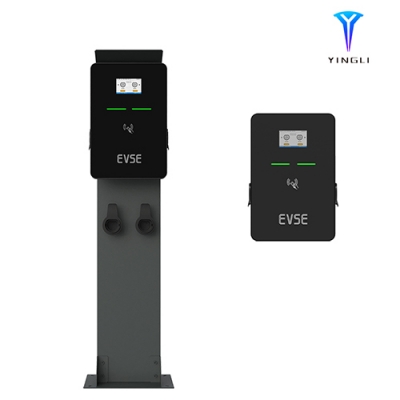 2*7KW Dual Plugs OCPP Business EV Charging Wallbox with Socket